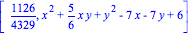 [1126/4329, x^2+5/6*x*y+y^2-7*x-7*y+6]
